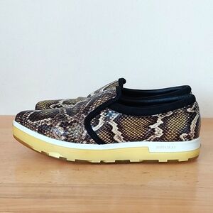 Jimmy Choo Pointed Toe Snakeskin Leather Loafers